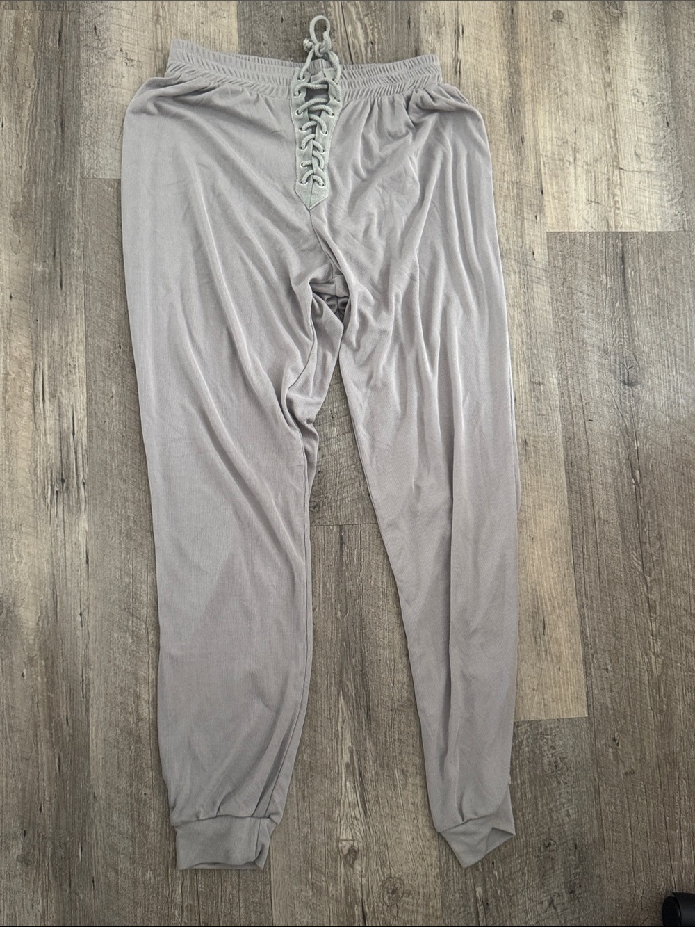 Free People Light Gray Lace-Up Joggers